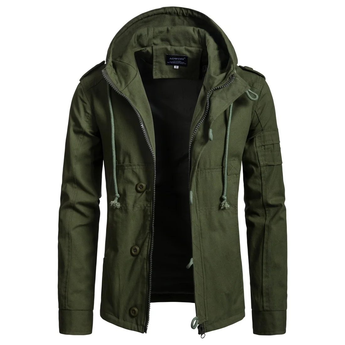ZOGAA Army Green Men Hoodies Tracksuit Autumn Winter Drawstring Pocket Hooded Sweatshirt Long Sleeve Zip Slim Coat Male Jacket