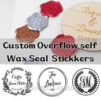 

Custom overflow Self Adhesive Wax Seal Stickers, wedding wax stamp, envelope seal, invitation stickers ,23 Color Available