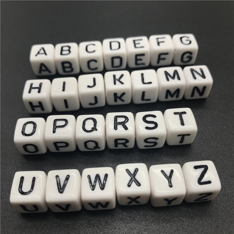 

10mm 20pcs White Acrylic Beads Letter Beads Square 26 Alphabet Beads For Jewelry Making DIY Bracelet Necklace