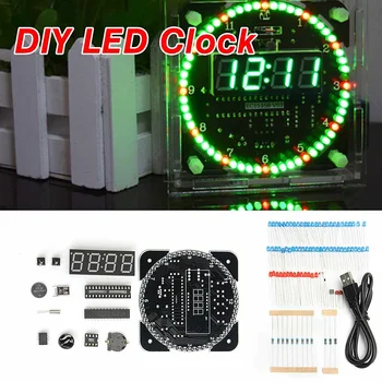 

DIY LED Electronic Digital Alarm Clock DS1302 Rotating Kit 51 SCM Learning Board 5V xp Date Display Principle Design