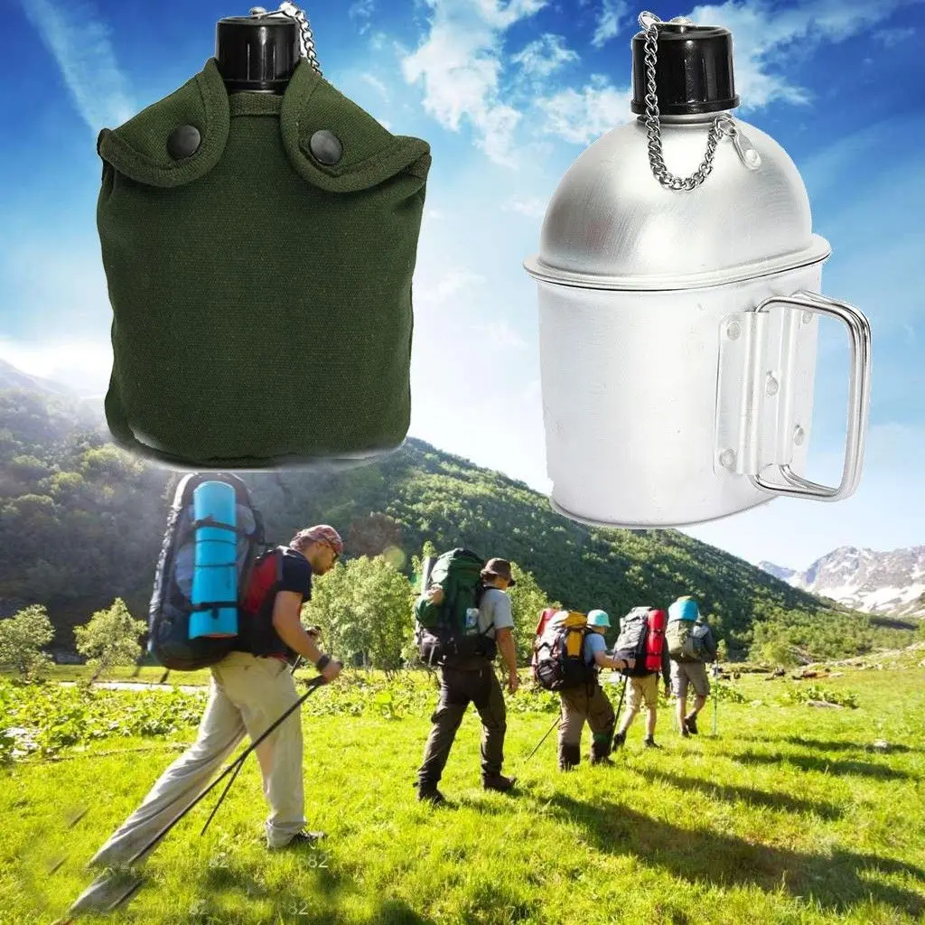 

Aluminum Stainless Steel Water Bottle Cup Sports Camping Hiking Canteen with Water Cup Drinking Bottle Children gift