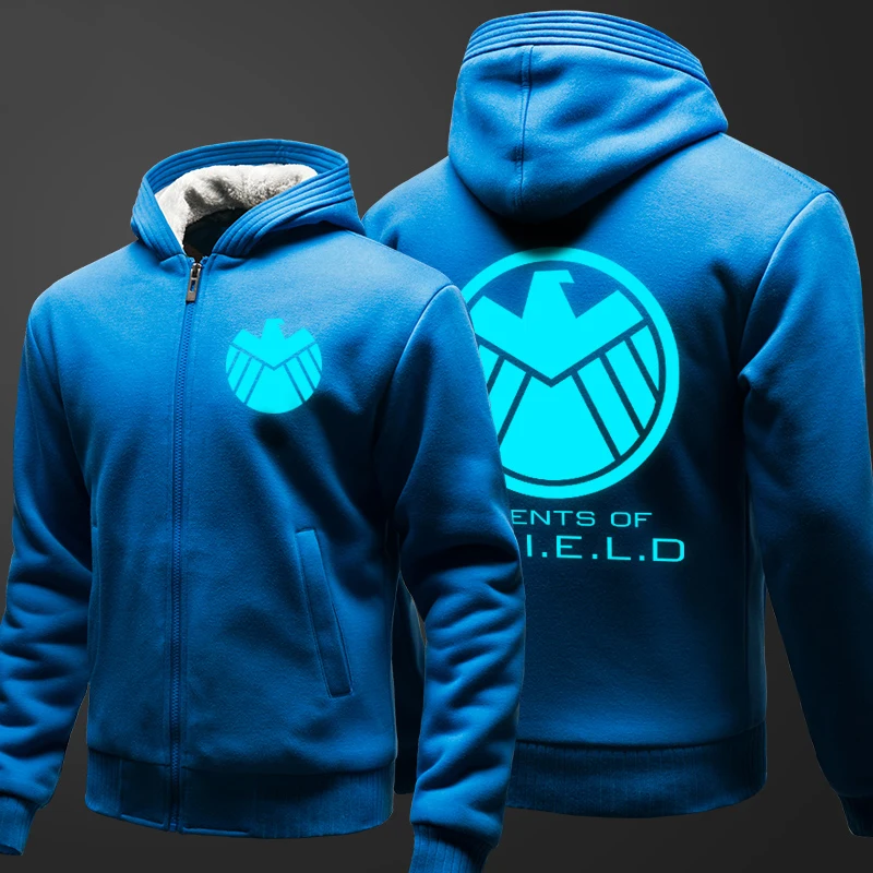 Fans Made Winter Cotton Sweatshirt The Avengers Hoodie SHIELD Luminous Thick Hoodies