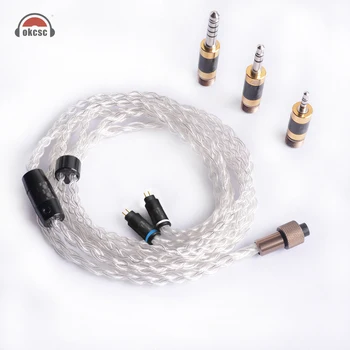 

OKCSC Pure Silver 0.78mm 2PIN Upgrade Earphone Cables The Awesome Plug Set Hifi Music 2.5mm/4.4mm Balance Jack 3.5mm Jack Tool