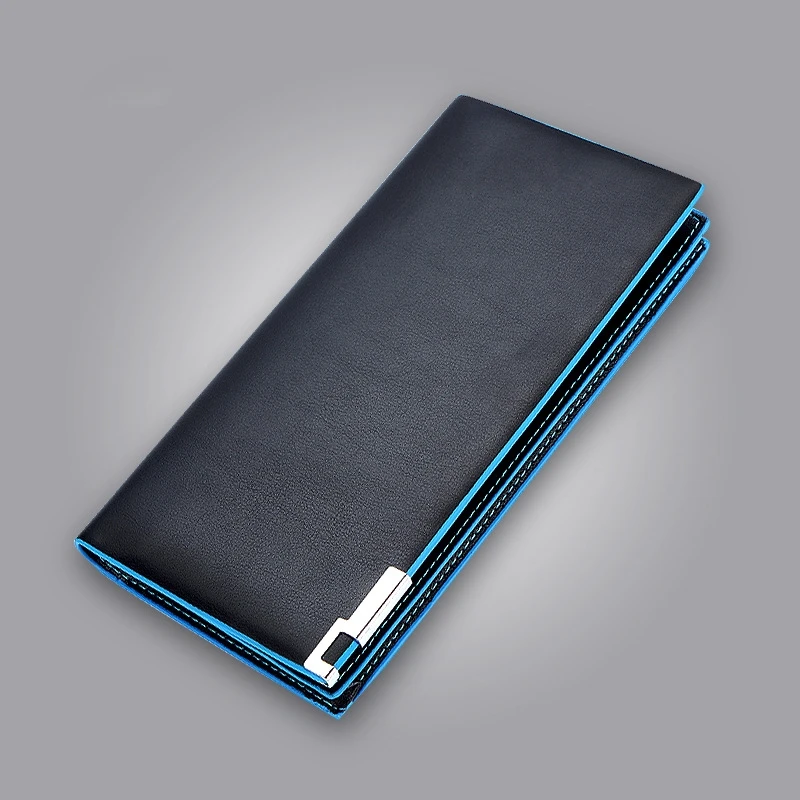 

Fashion Original Long Wallet Leather Men's Wallet Multi-Card Blue Edge Wallet Ticket Holder