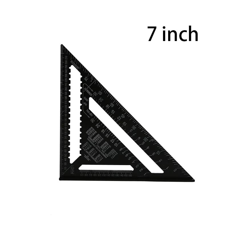 

7inch Metric System Silver Aluminum Alloy Speed Square Roofing Triangle Angle Protractor Try Square Carpenter'S Measuring