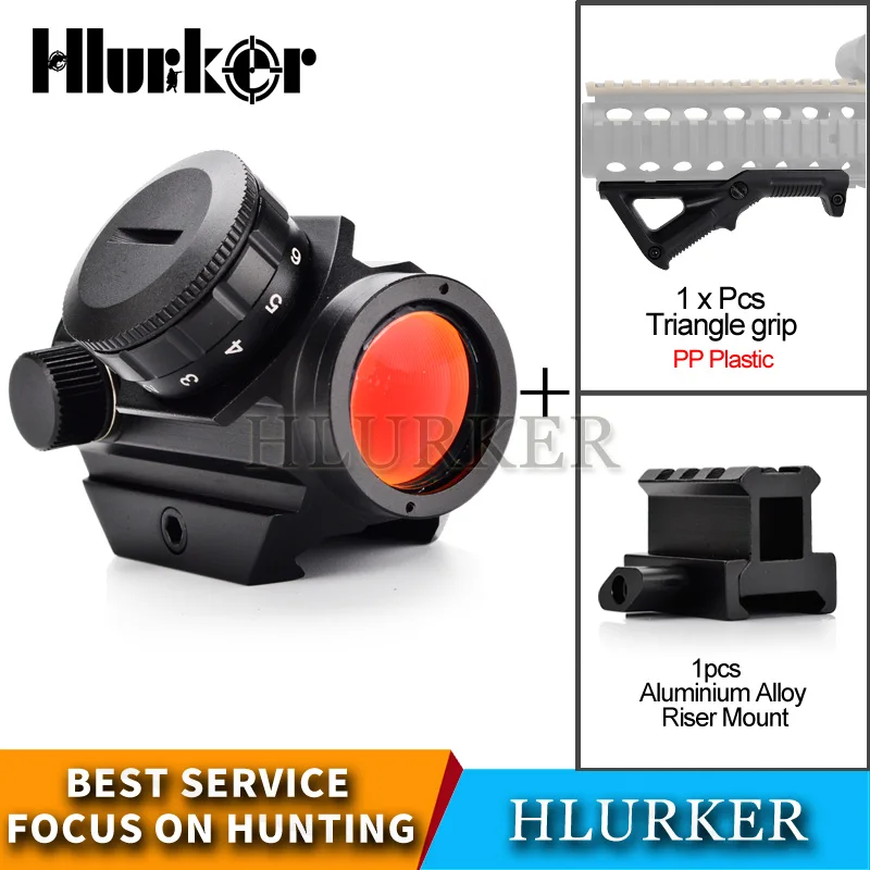 Hlurker Hunting Airsoft M4 AR15 Air Rifle Micro Holographic Red Dot Collimator Riflescope Spotting Scope Sight/20mm Scope Mount 