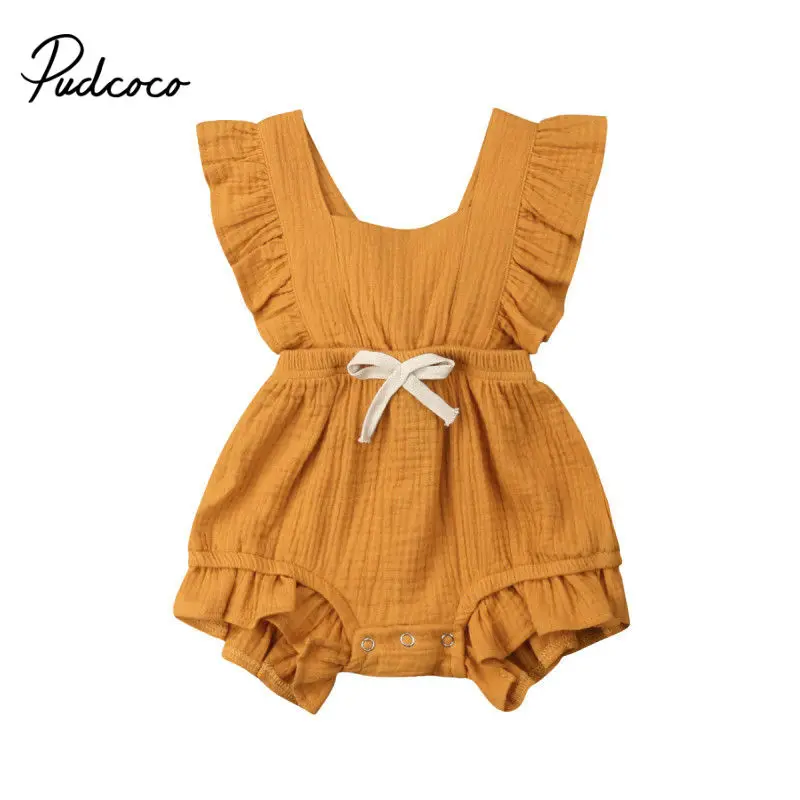 

Mini Bow Baby Rompers Autumn Princess Newborn Baby Clothes For 0-2Y Girls Boys Sleeveless Jumpsuit Kids Outfits Clothes 2019