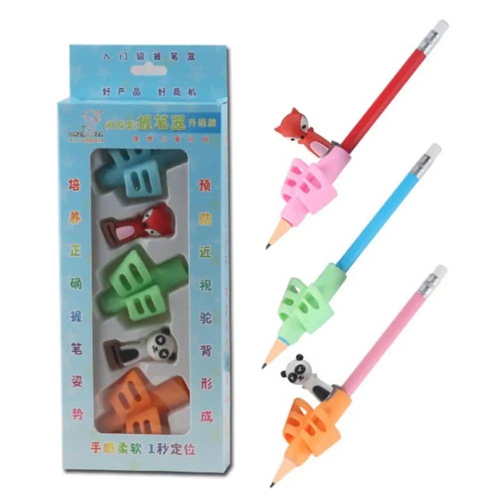 

3pcs Children Silicone Pencil Pen Holder Writing Aid Posture Socket Correction Tool School Stationery Children Writing With Box