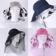 Открытый солнцезащитный ведро шляпы Рыбалка Пешие прогулки Анти Москитная шляпа съемная Сетка