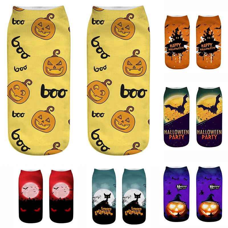 

2018 New Fashion Hallowmas Socks Child Boys And Girls 3D Print Halloween Pumpkin Creator Free Witch Cool Polyester Novelty Socks