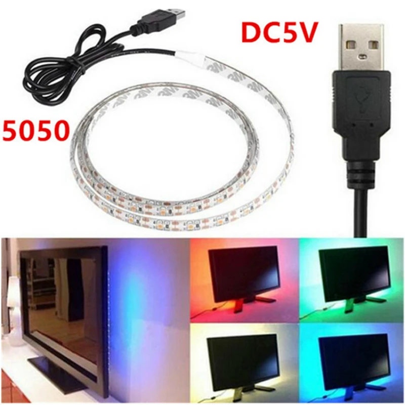 DE. SOUL DC5V 1 м 2 Водонепроницаемая RGB 5050SMD Светодиодная лента может изменить цвет для