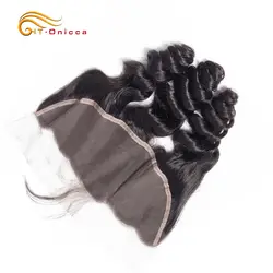 Onicca волосы бразильские Свободные волны Фронтальная застежка с детскими волосами не Реми человеческие волосы Фронтальная 13x4 ухо к уху