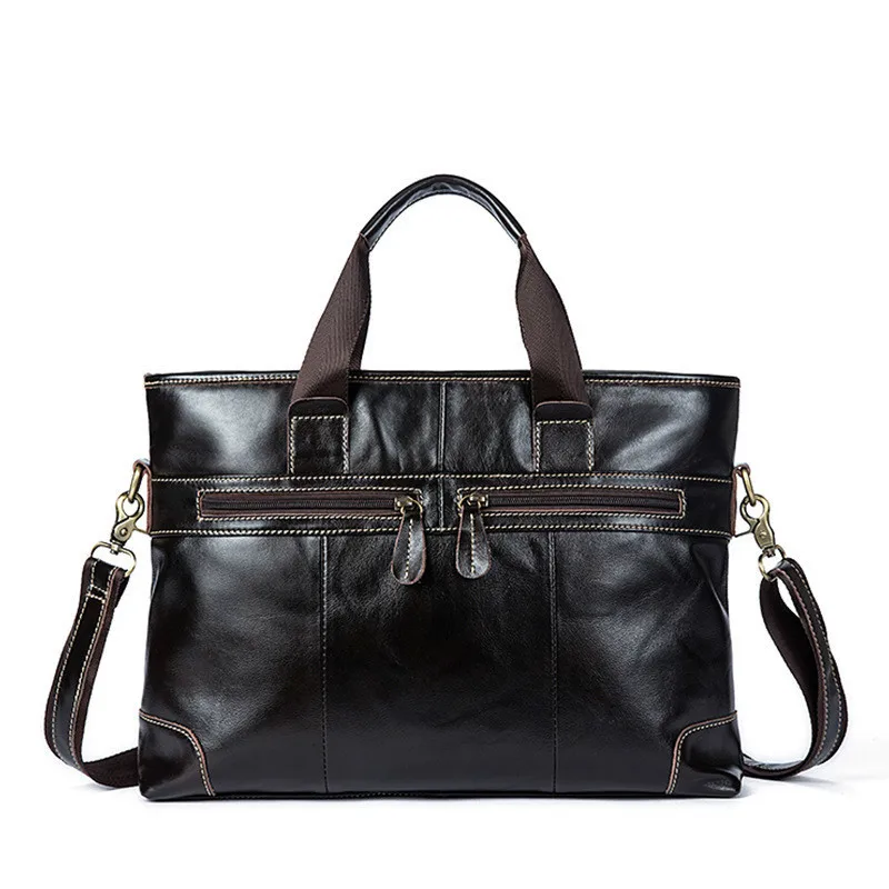 

Causal Men Briefcase Genuine Leather Large Capacity Latop Bags Mens Shoulder Bags Famous Brand Mens Crossbody Bags Black