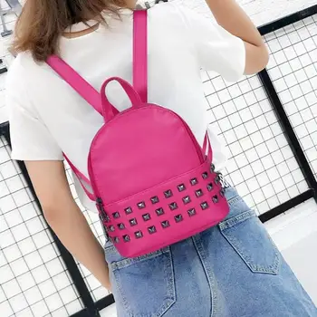 

21 colors Fashion Rivet Women Backpack PU Leather Casual Small Size Teenage Girls Shoulder Schoolbags Fashion rivet, PU material