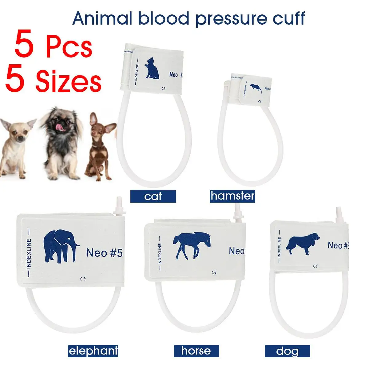 5 размеров/набор животных ветеринарное кровяное давление манжета пациента монитор собака кошка домашнее животное с одной трубкой разъем нетканый неонатальный