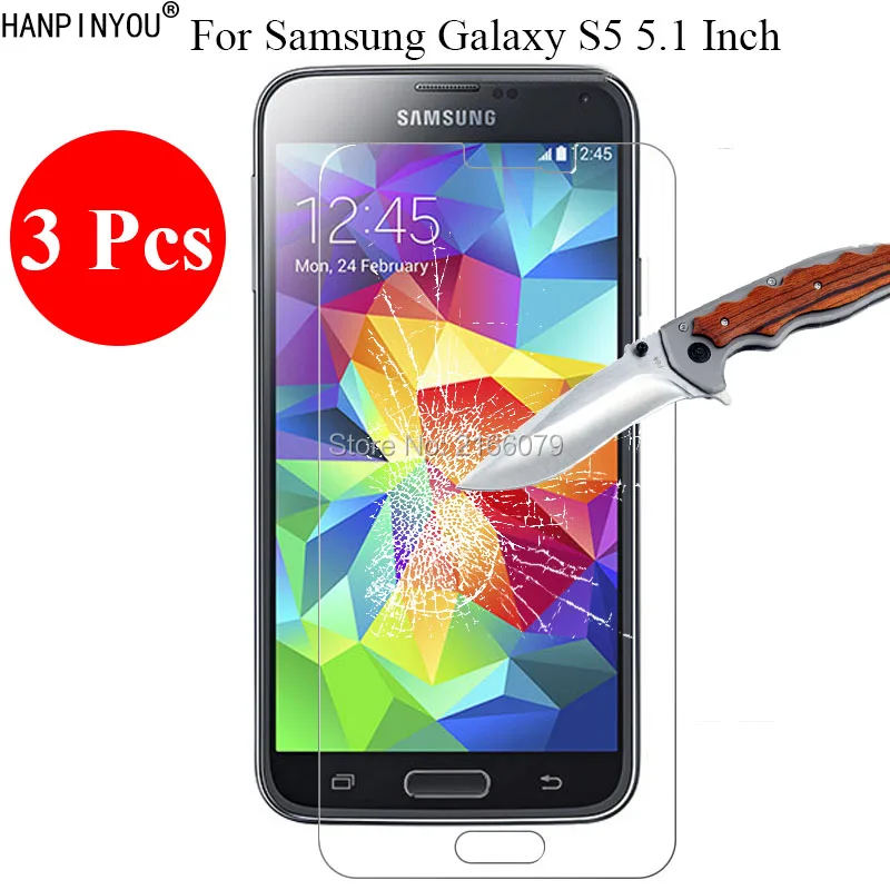 

3 Pcs/Lot New 9H 2.5D Tempered Glass Screen Protector For Samsung Galaxy S5 SV S 5 V i9600 G900 5.1" Protective Film
