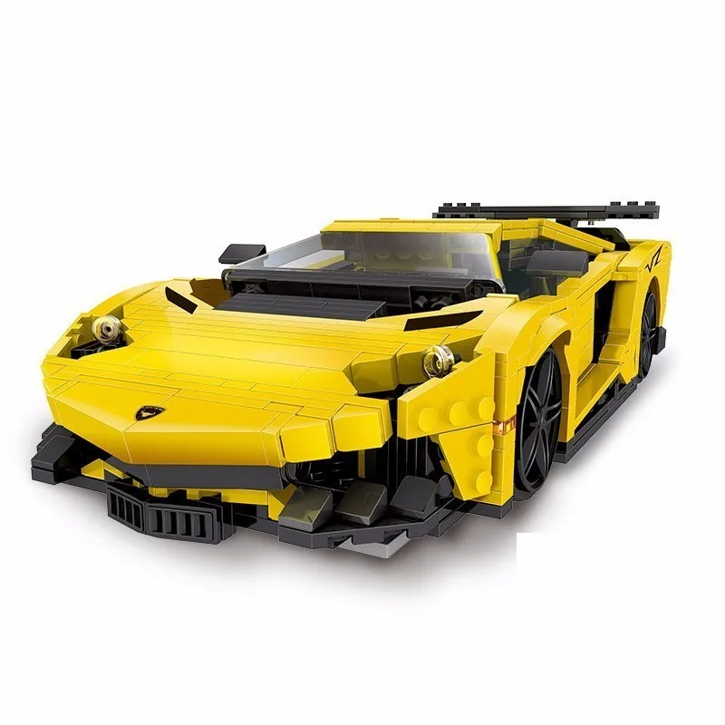 

924pcs New Block Yellow Sports Car XB03008 Racing Assembling Spelling Insert Plastic Building Blocks Alpinia Small Grain Toys