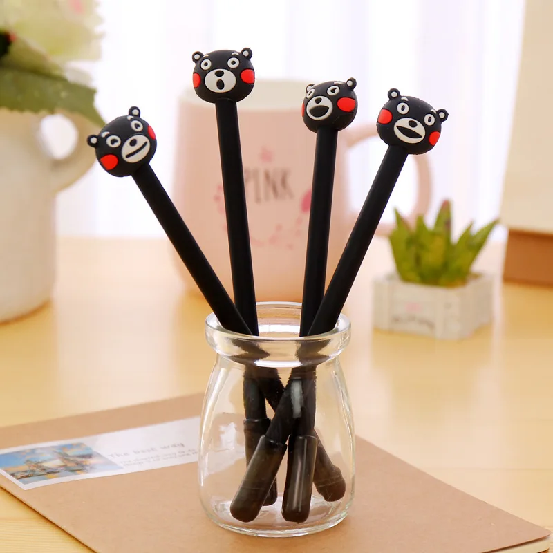 

50pcs/set 0.38mm gel pen Japan South Korea stationery pen Cute cartoon kumamoto bear neutral students black felt-tip pens