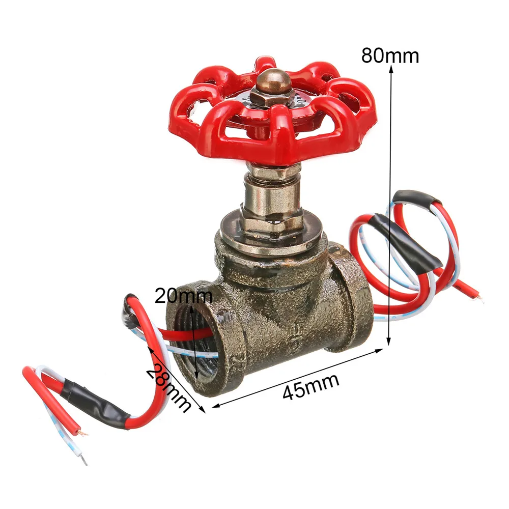  1/2 Inch Stop Valve Light Switch With Wire For Water Pipe Lamps Lamp Loft Style Iron Valve Vintage 