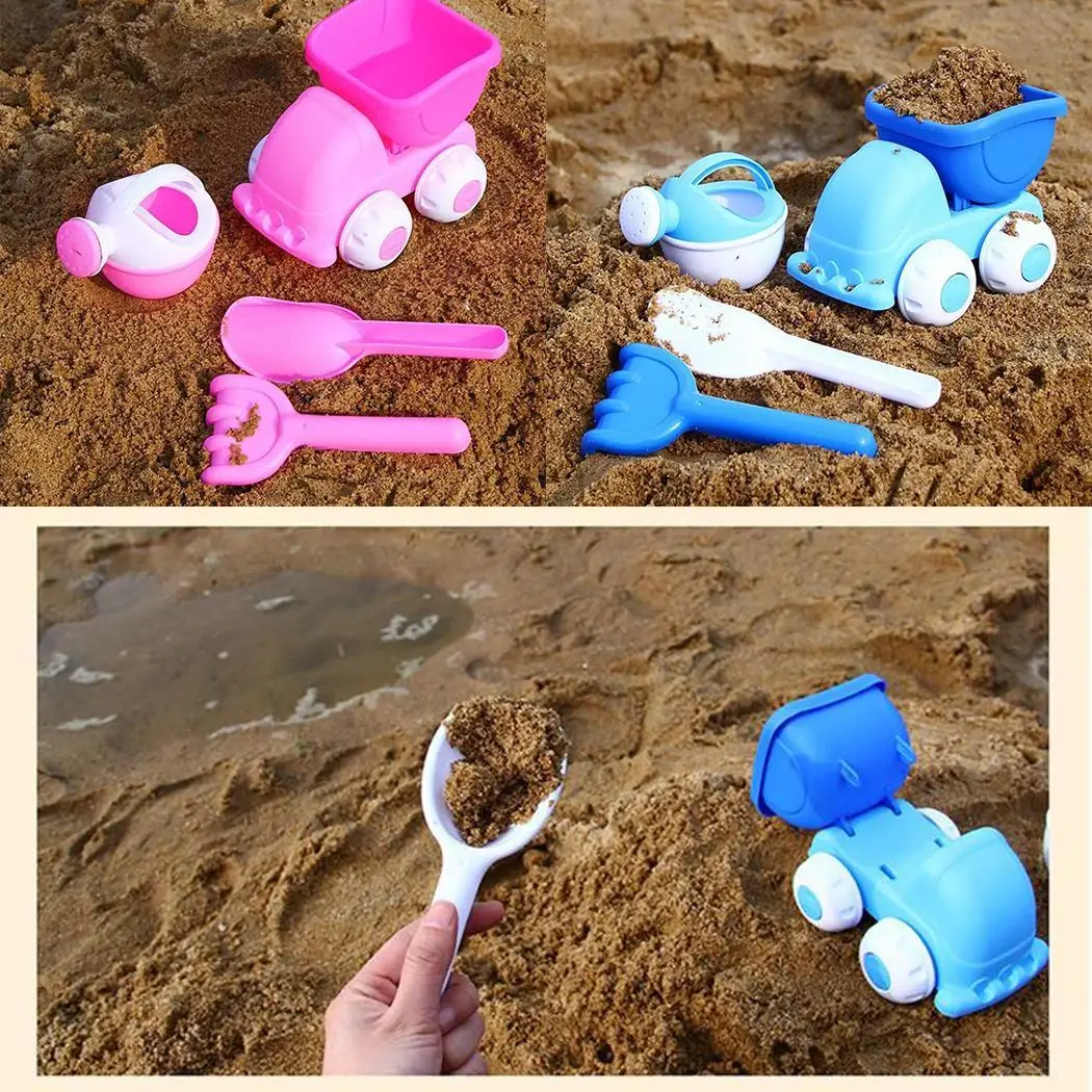Детские пластиковые Лето Приморский песок ведра грабли лопаты пляж, игрушки набор> 3 лет Многоцветный