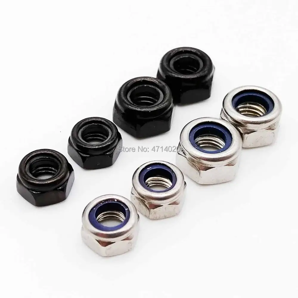 50pcs Hex Nylon Insert Lock Nuts M2 M2.5 M3 M3.5 M4 M5 M6 304 Stainless Steel Zinc-plated Self-locking