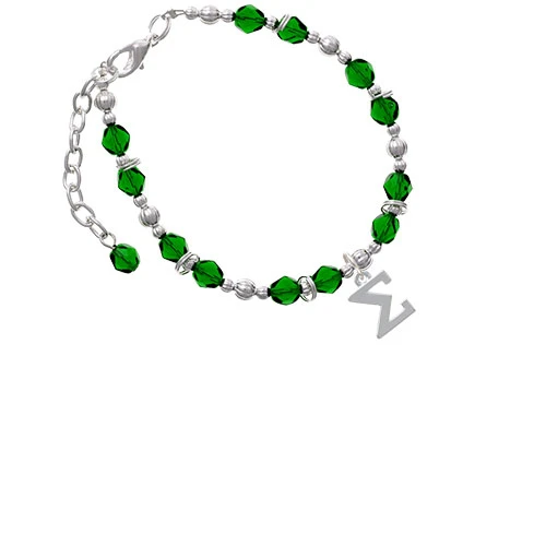 Silvertone Large Greek Letter - Sigma Green Beaded Bracelet |