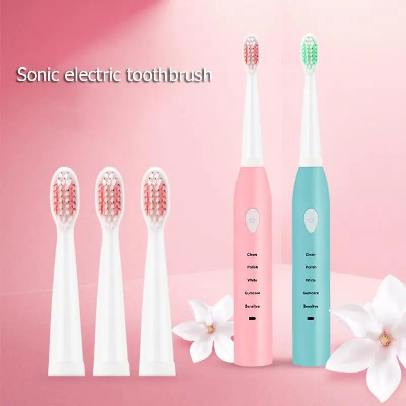 

5 Mode Adjustable Electric Toothbrush Waterproof USB Rechargeable Ultrasonic Automatic Toothbrush With 4pcs Brush Head