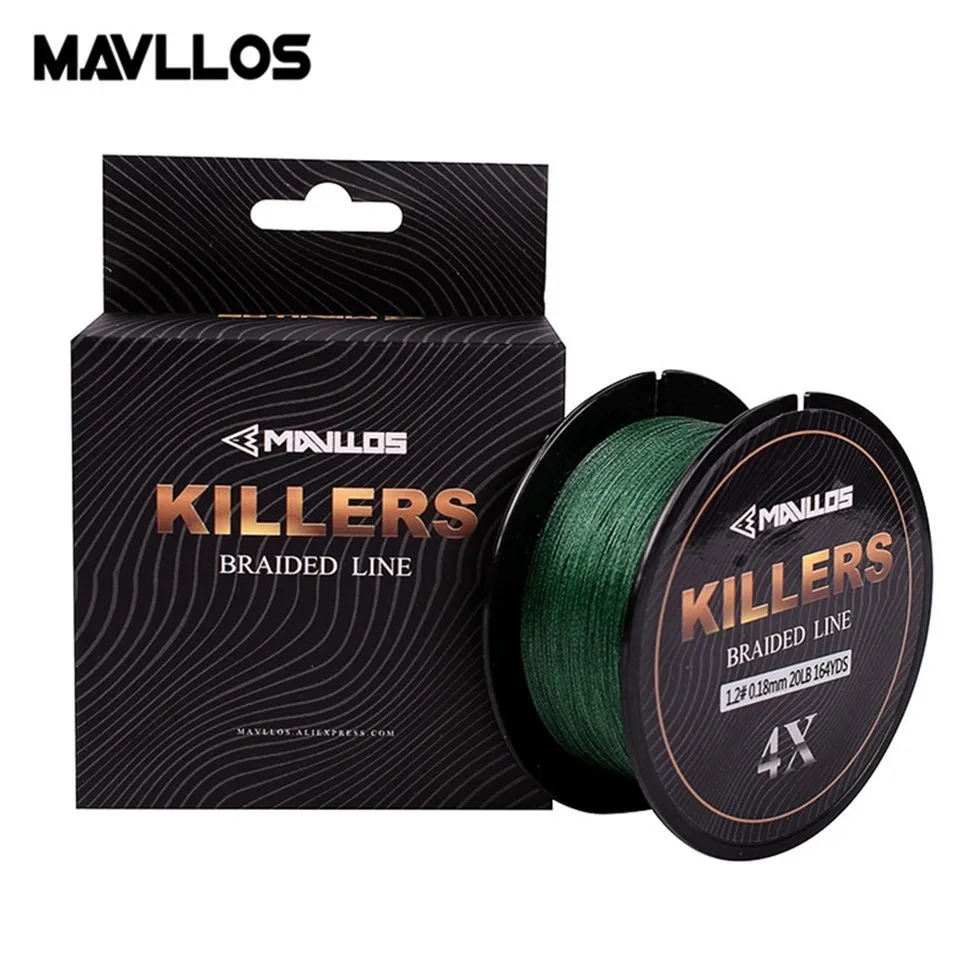 Mavllos Killers 220 м/240 ярдов 4 нити рыболовная плетеная леска 4-80LB очень низкая память многофиламентная супер сильная леска