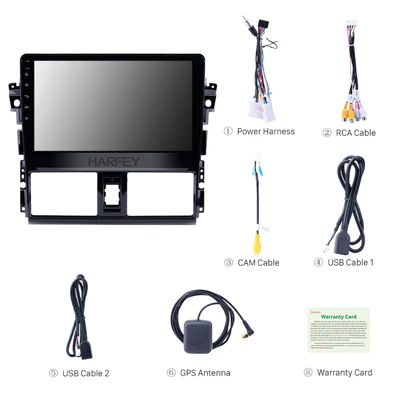 Perfect Harfey 10.1" Android 6.0/8.1 2Din GPS Car Radio For 2013 2014 Toyota Vios Multimedia Player Head Unit Support Backup Camera 3