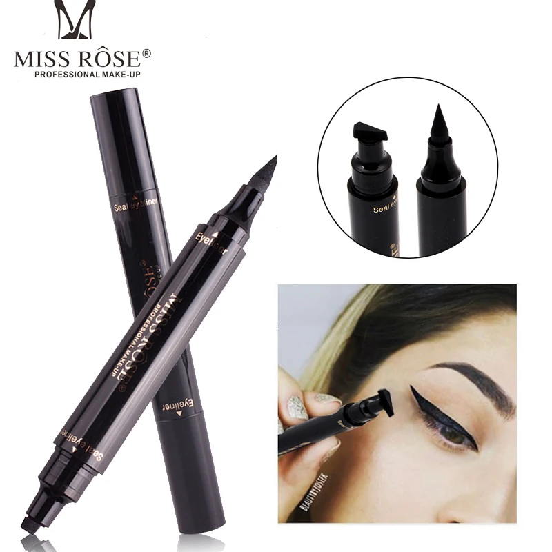 

2019 New Miss Rose Brand Eyes Liner Liquid Make Up Pencil Waterproof Black Double-ended Makeup Stamps Eyeliner Pencil