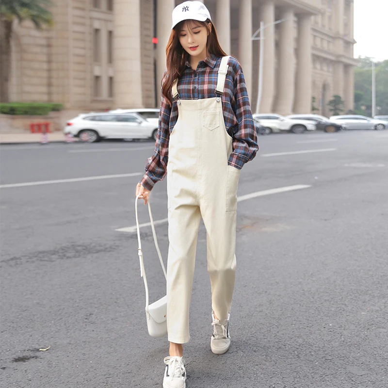 

Women Denim Pants Overalls Rompers 2019 Spring Summer Fashion Female Vintage Loose Casual Soild Jeans Denim Harem Pant Trousers