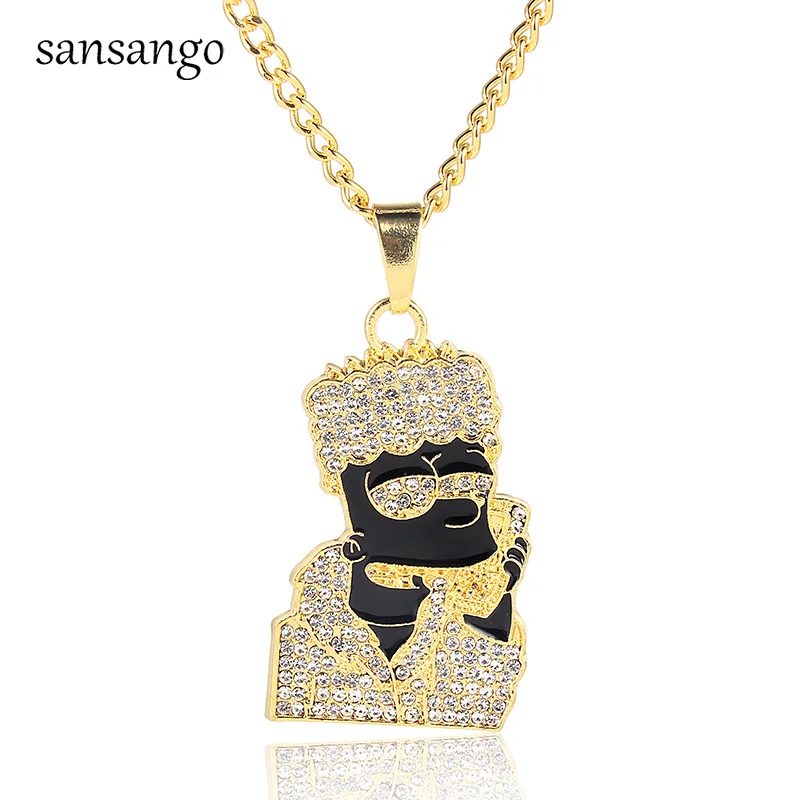 

Fashion Jewelry For Man Hip Hop Cartoon Simpson Pendant Necklace Gold Cuba Chain For Unisex Gift Jewelry Wholesale Drop Shipping