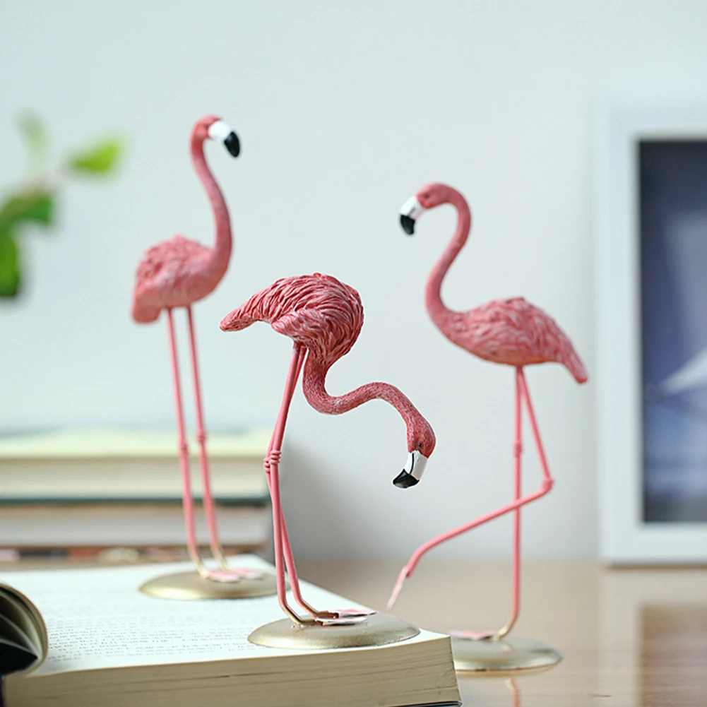 

Flamingo Figurine 3Pcs Resin Animal Statue Stylish Decorative Resin Crafts Interior Ornament Home Decoration hogar Accessories