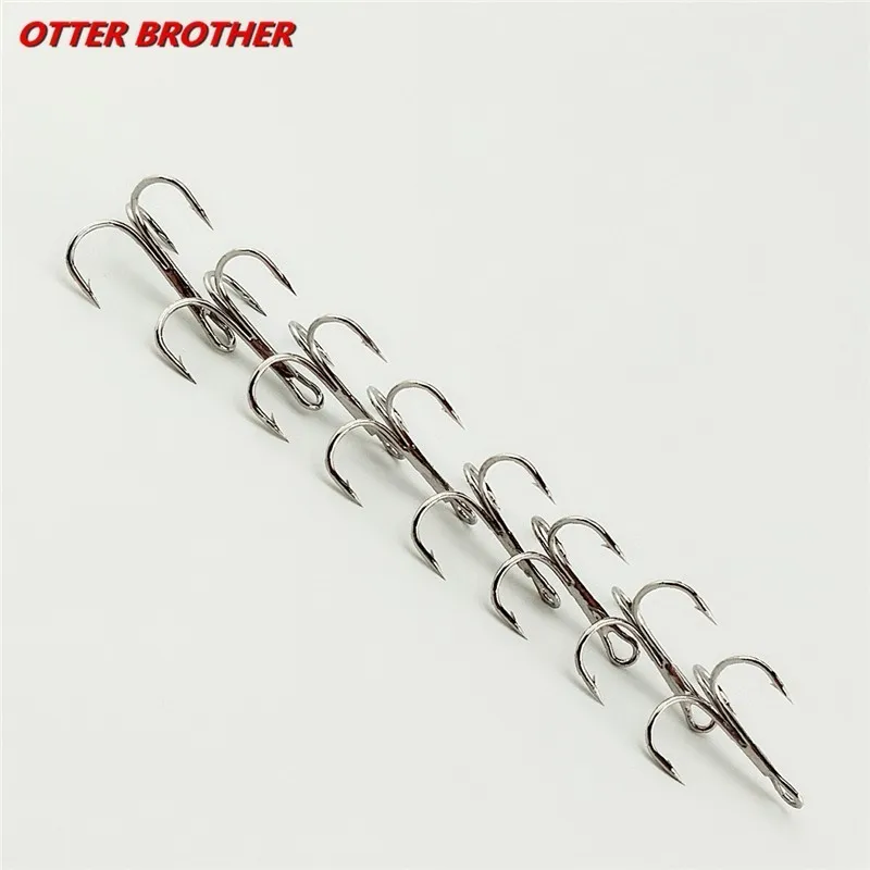 

30pcs High Carbon Steel Treble Fishing Hooks 4#6#8#10#12# Barbed Triple Artificial Lure Fishhooks Hard Lure Round Bent Tackle