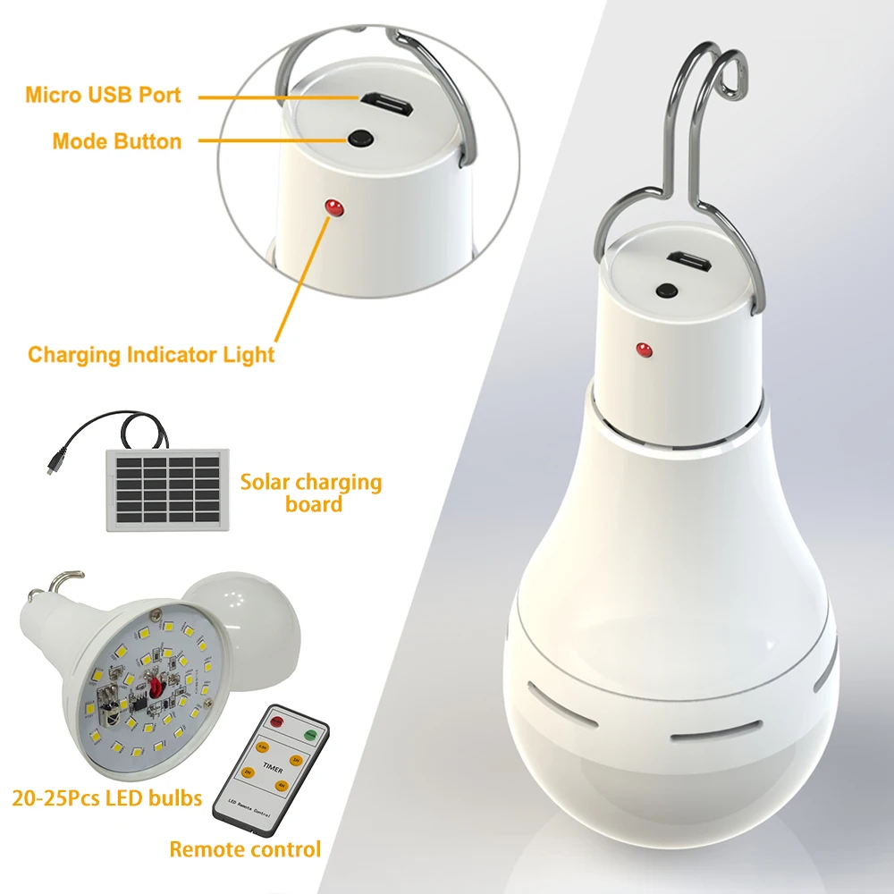 9 Вт/7 Вт портативный светодиодный светильник для кемпинга с USB солнечной панелью с дистанционным управлением, водонепроницаемый светильник для кемпинга