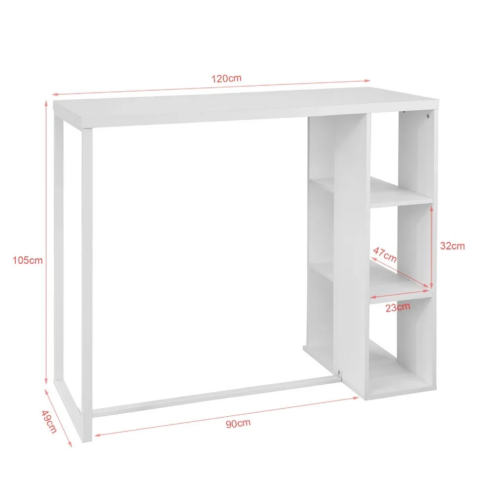 SoBuy FWT39-W, Kitchen Breakfast Bar Table Dining Table Coffee Table with 3-Tier Storage Rack