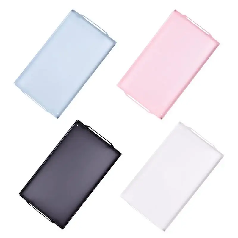 

Nordic Style Metal Fruit Plate Rectangular Belt Handle Snack Tray Cosmetics Lipstick Storage Tray Organizer Desktop Cleaning
