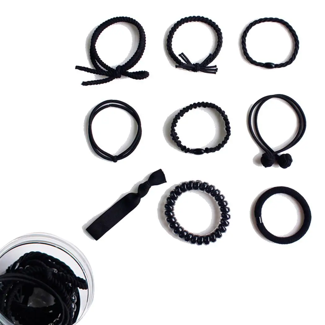 9 Pcs/ Set Girl Fashion Hair Rope Candy Color Elastic Ring Band Hair Accessory