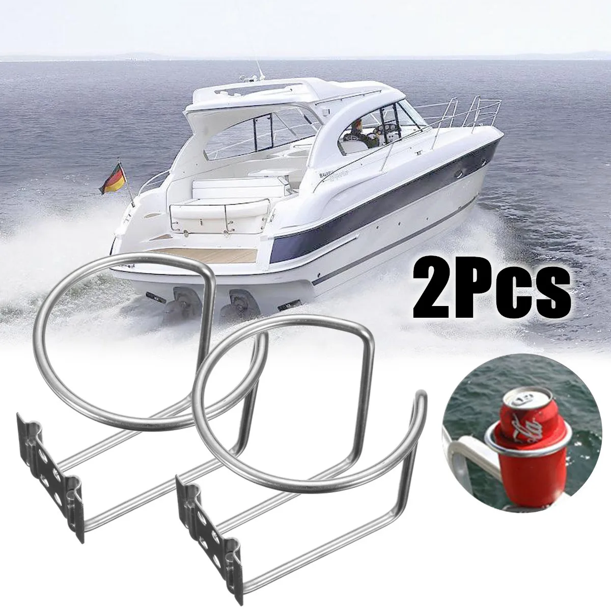 

2pcs Universal Boat Ring Cup Holder Water Drink Beverage Bottle Stand Holder For Marine Boat Yacht Truck RV 304 Stainless Steel
