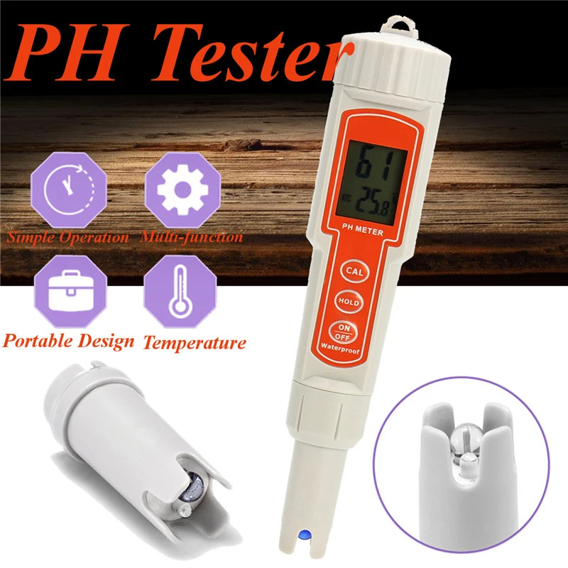

Digital PH Tester Meter Automatic Calibration Thermometer Kit LCD Display Portable Waterproof Pen Water Quality Analyse Test Pen
