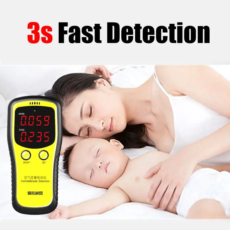 

Household HD LED Display Digital Formaldehyde Detector Multifunctional Gas Analyzer Air Quality HCHO TVOC PM2.5 Monitor