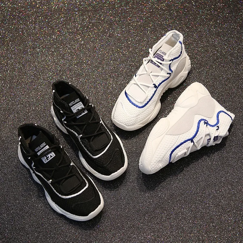 Maille Femmes Noir Zapatillas Black white Chaussures Air Mujer Respirant Hiver Automne blanc Baskets Lumière Confortable Solide XwqXTd