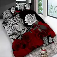 4Pcs King Size Luxury 3D Rose Bedding SetS Red Color Bedclothes Comforter Cover Set Wedding Bed Sheet Tiger / Dolphin / Panda