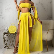 2 шт. Сексуальная женская накидка бикини прозрачная пляжная длинный широкий шарф платье саронг Парео Купальники