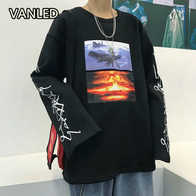 

Fashion O Neck Harajuku Letters Printing Women T-shirts O Neck Long Sleeve Loose Casual Thick Lovers Tees