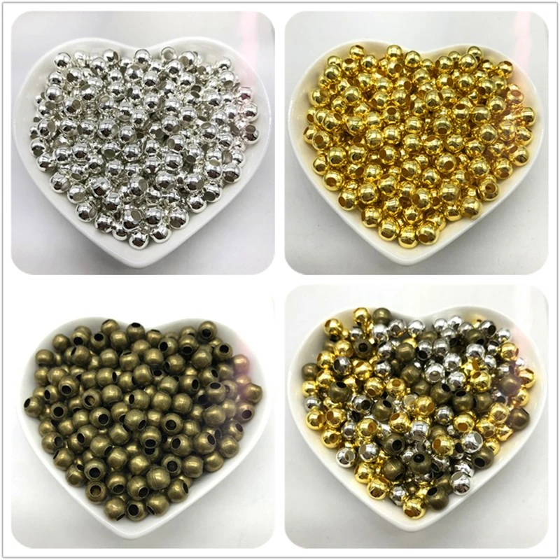 

3/4/5/6mm 100pcs/Bag Big Hole Alloy Spacer Beads Round Loose Beads For Jewelry Making DIY Jewelry Findings Metal Beads