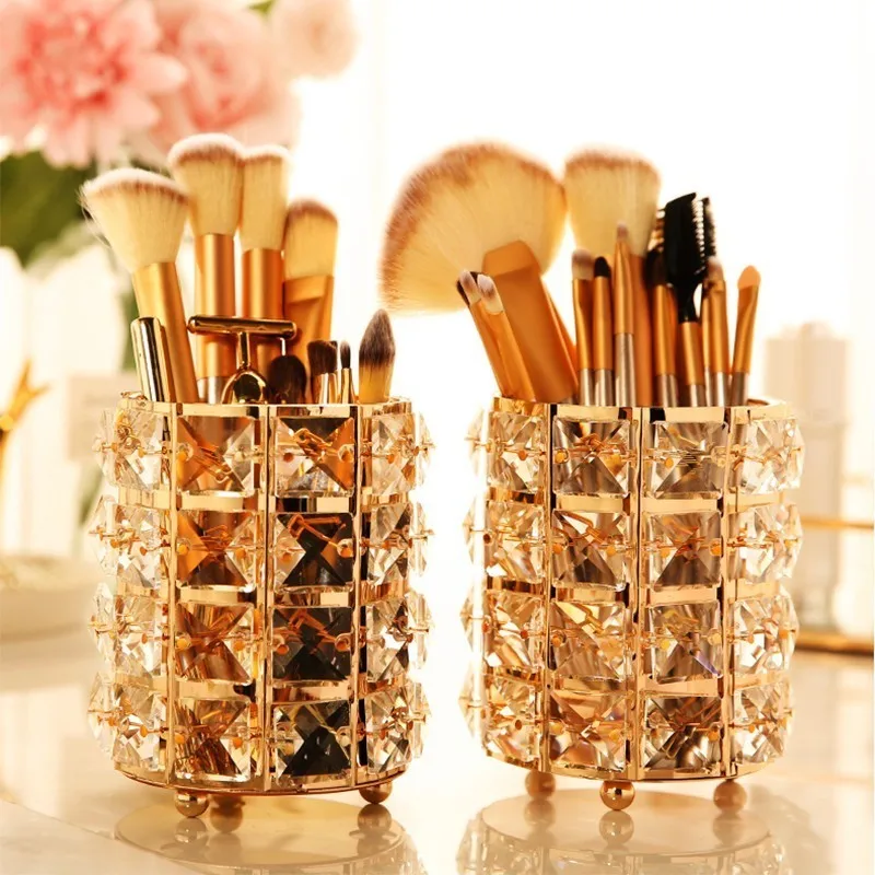 Najtaniej Akrylowy organizator na przybory do makijażu błyszczący kryształ stojak na pędzle do makijażu 360 stopni obrotowy przezroczysty organizer do przechowywania kosmetyków Makyaj Kutusu
