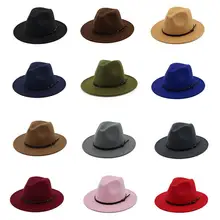 Зимняя и осенняя Шляпа Fedora для леди Имитация Шерстяной джазовый шляпа элегантный шерстяной широкие свисающие поля мягкая мужская фетровая шляпа Chapeau Повседневная шляпа Bowler