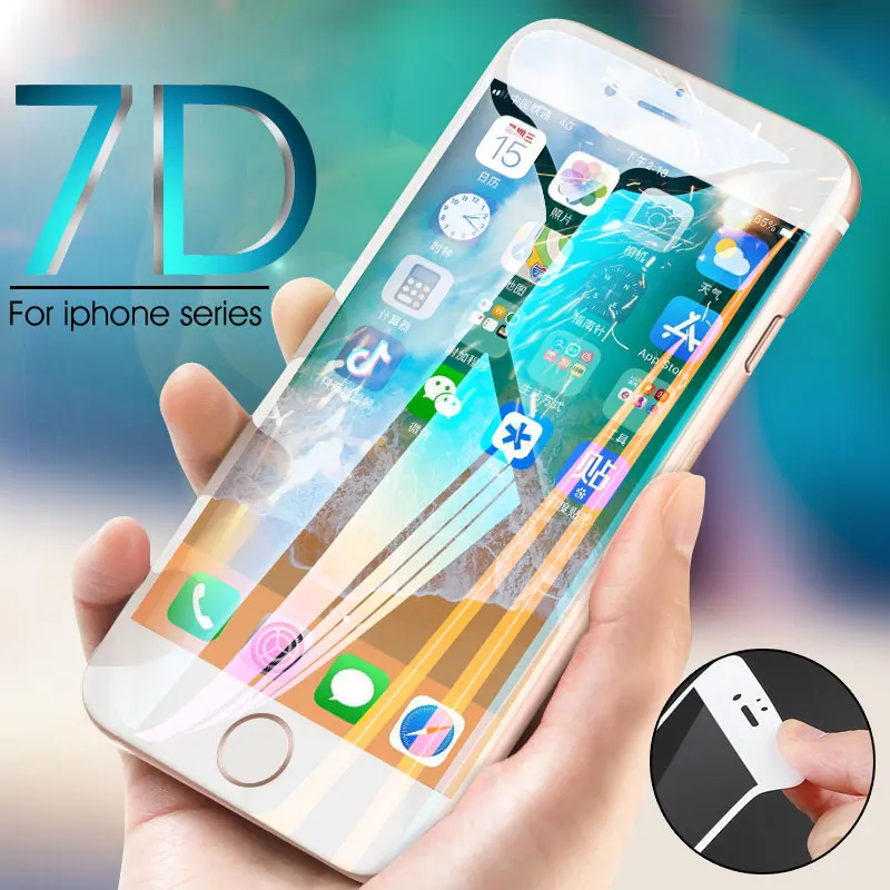 

7D Protective Glass On The For iPhone 6 6S 7 8 Plus X Tempered Screen Protector Protective Glass For iPhone 8 7 6 6s Plus Glass
