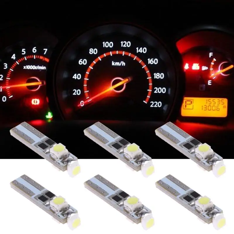 

10Pcs Car Led Lights Car-styling Light-emitting Diode Indicator Lamp T5 3528 3SMD Dashboard Instrument/Signal Bulb for Auto 12V